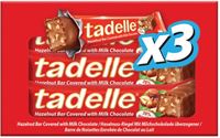 Tadelle Hazelnut Bar Covered w/Milk Chocolate 90 gr 3pk